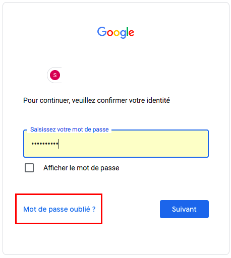 mot de passe oublie